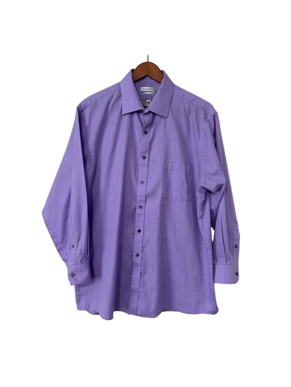 Van Heusen Regular Fit Wrinkle Free Dress Shirt 17 32/33 Purple